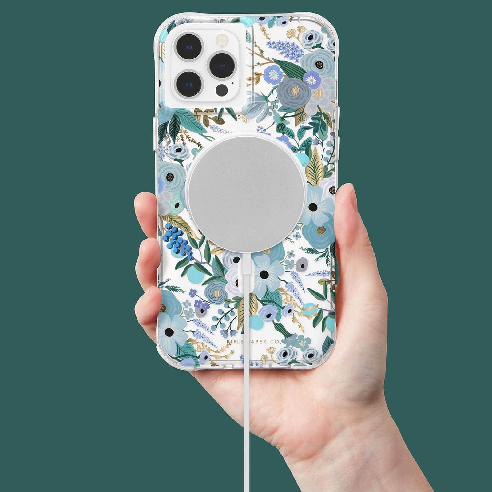 Rifle Paper Co Charles Magsafe Case iPhone 13 Pro - Garden Party Blue W/ Antimicrobial