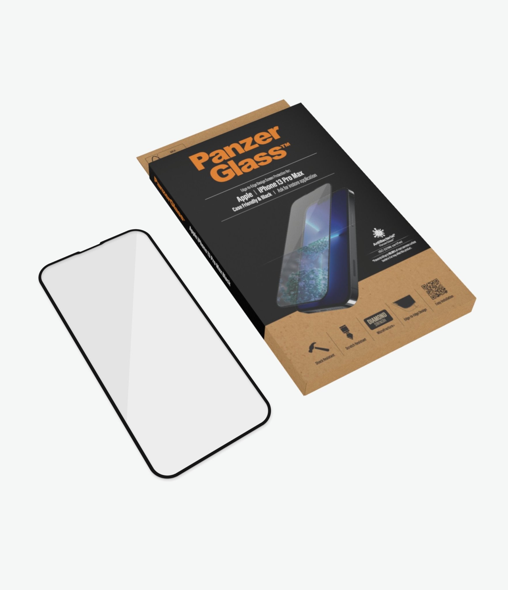 Panzer Glass Screen Protector For iPhone 13 Pro Max CF - Black AB Edge-to-Edge Clear