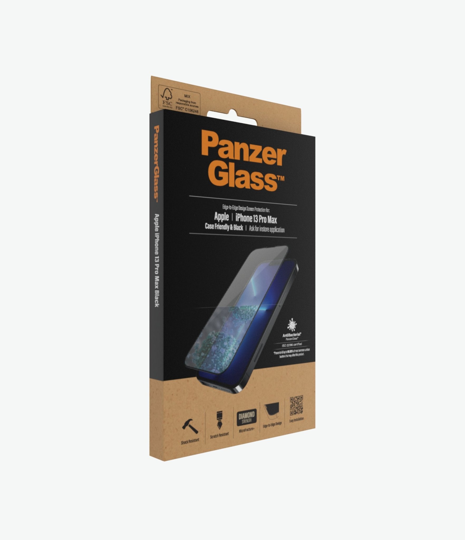 Panzer Glass Screen Protector For iPhone 13 Pro Max CF - Black AB Edge-to-Edge Clear