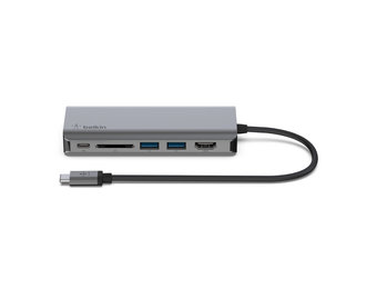 Belkin Connect USB-C 6 in 1 Multiport Adapter - Gray