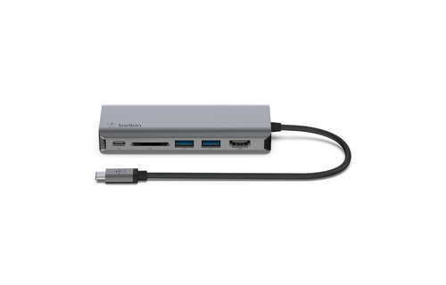 Belkin Connect USB-C 6 in 1 Multiport Adapter - Gray