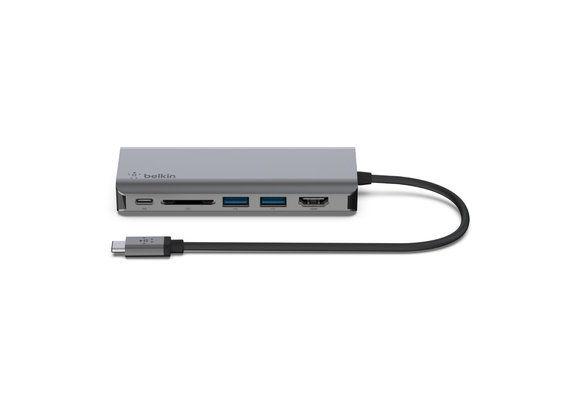 Belkin Connect USB-C 6 in 1 Multiport Adapter - Gray