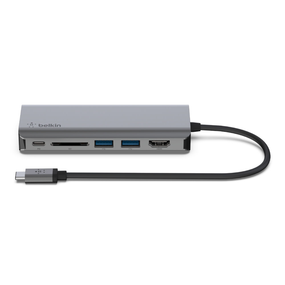 Belkin Connect USB-C 6 in 1 Multiport Adapter - Gray