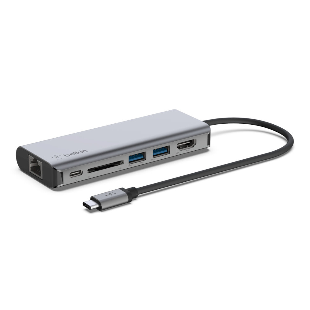 Belkin Connect USB-C 6 in 1 Multiport Adapter - Gray
