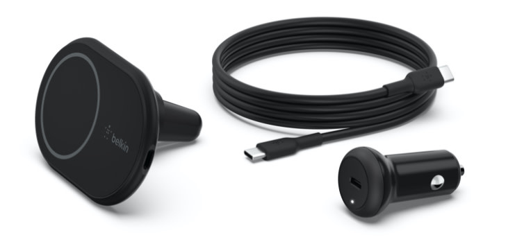 Belkin Magnetic Magsafe Wireless Charger / Car Mount 10W With car Charger - Black