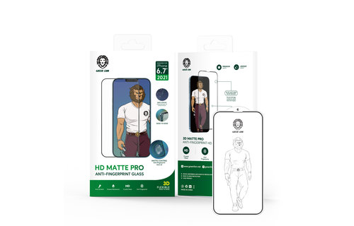 Green 3D AG/Matte  Glass Screen Protector for iPhone 13 Pro - Clear