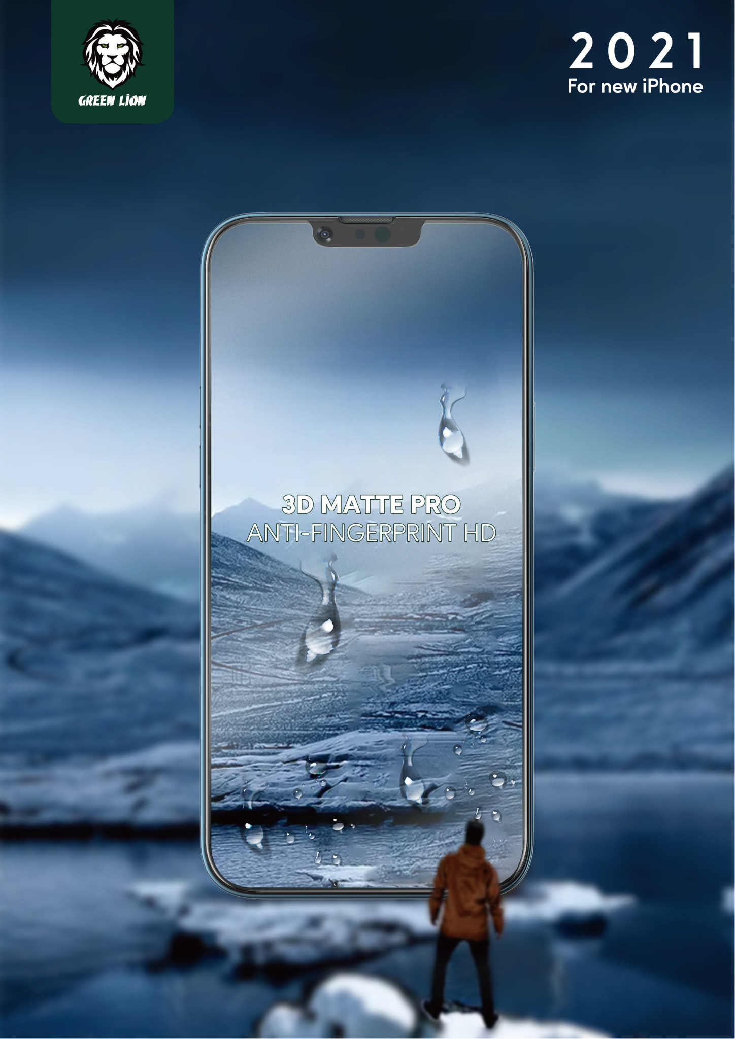 Green 3D AG/Matte  Glass Screen Protector for iPhone 13 Pro - Clear