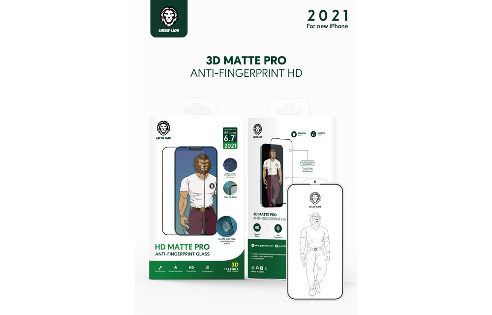 Green 3D AG/Matte Glass Screen Protector for iPhone 13 Pro - Clear