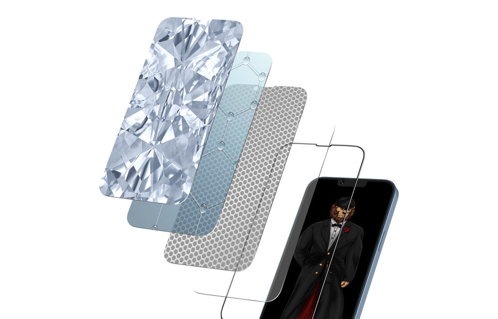 Green 3D Privacy Scratch Free Round Edge Glass Screen Protector for iPhone 13 Pro Max - Black