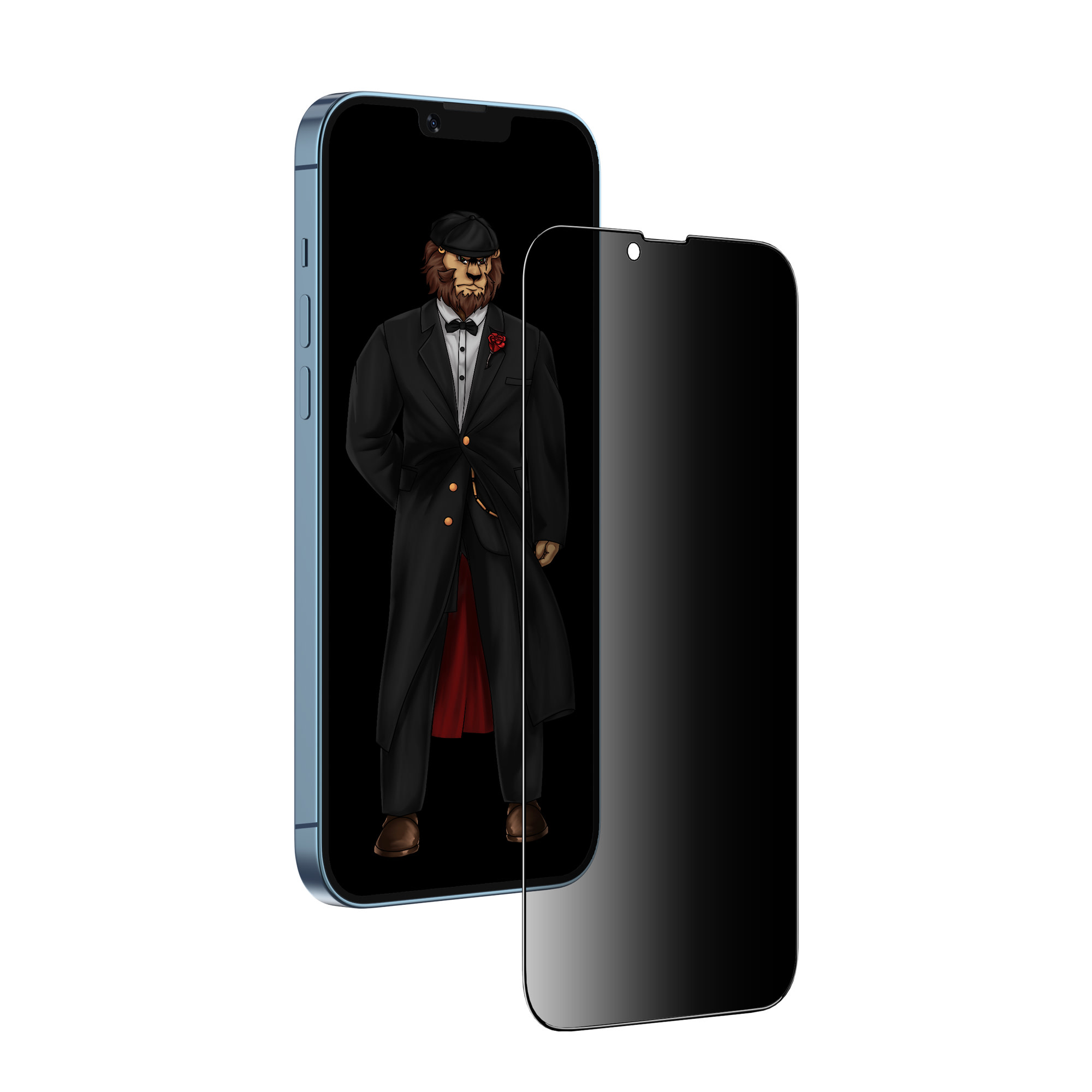 Green 3D Privacy Scratch Free Round Edge Glass Screen Protector for iPhone 13 Pro - Black