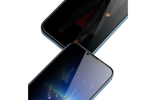 Green 3D Privacy Scratch Free Round Edge Glass Screen Protector for iPhone 13 Pro - Black