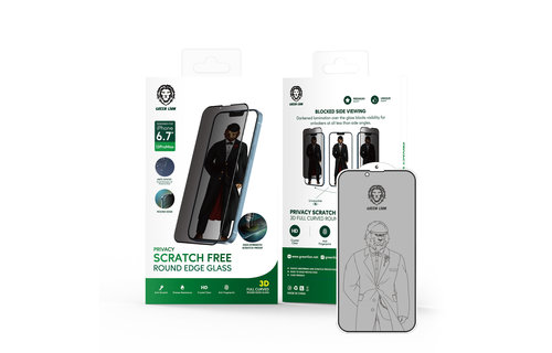 Green 3D Privacy Scratch Free Round Edge Glass Screen Protector for iPhone 13 Pro - Black