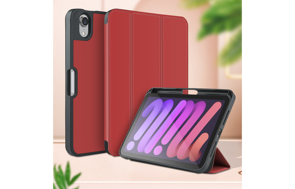 Green Premium Leather iPad Case For iPad Mini 8.3" 2021 - Red