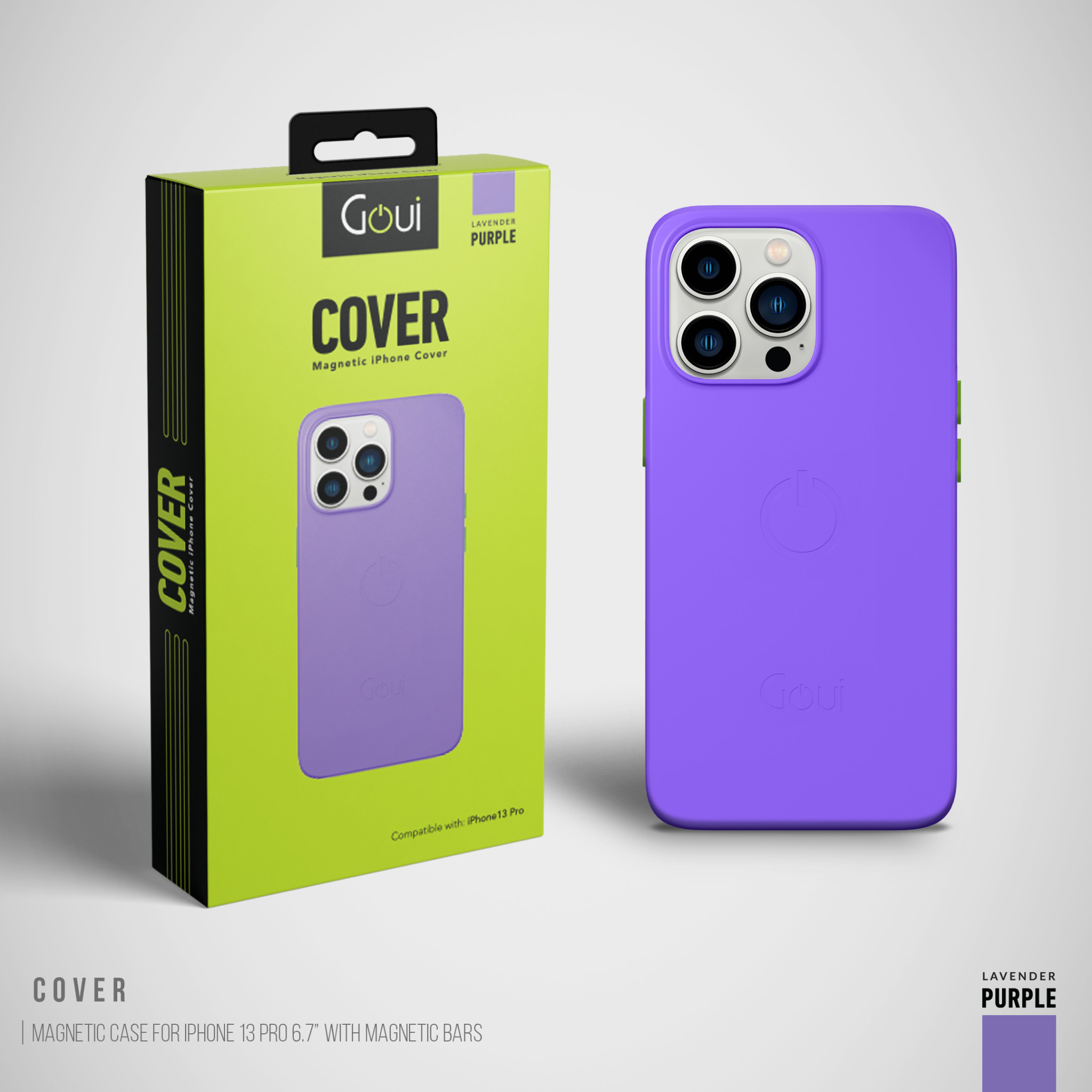Goui Magnetic Case for iPhone 13 Pro with Magnetic Bar - Lavender Purple