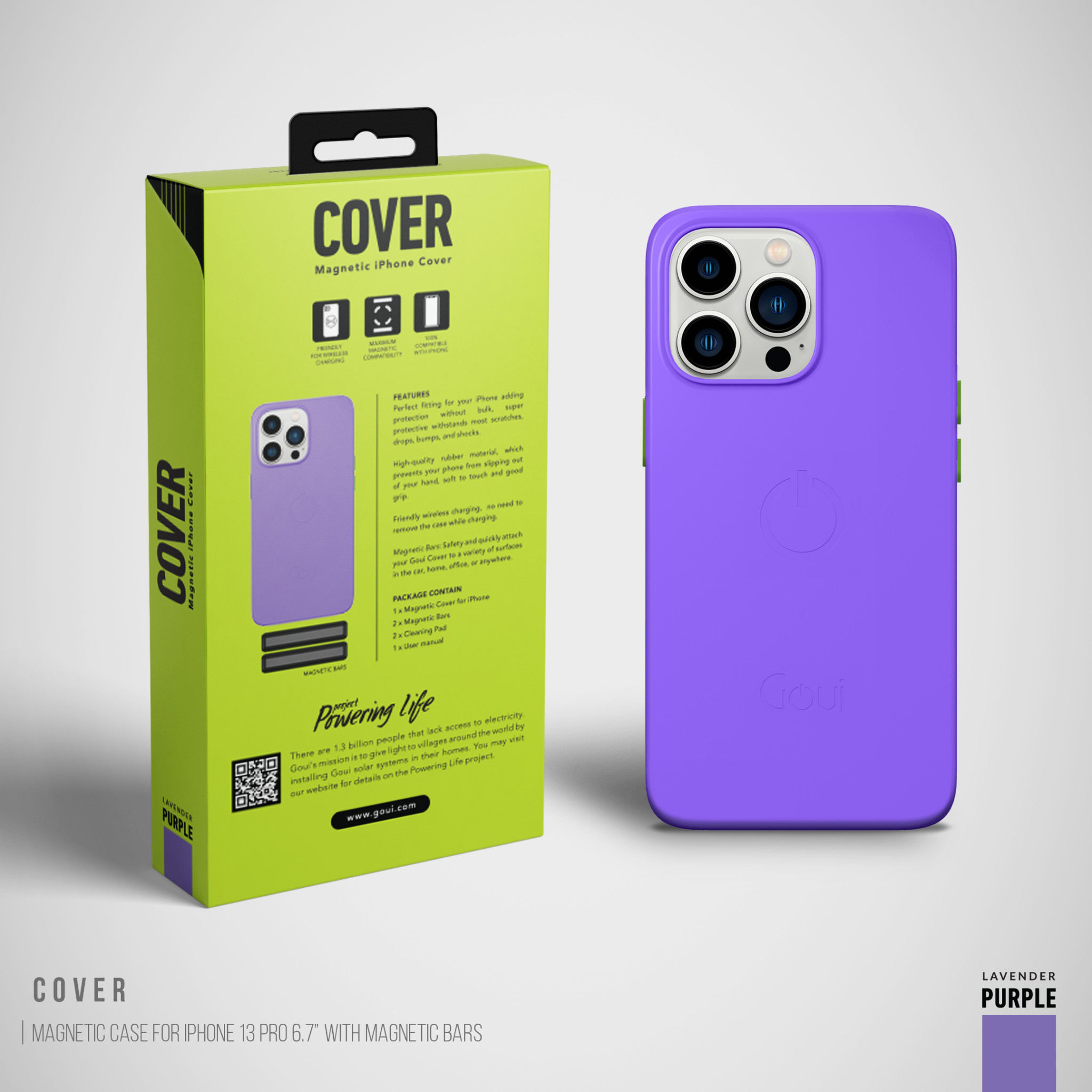 Goui Magnetic Case for iPhone 13 Pro with Magnetic Bar - Lavender Purple