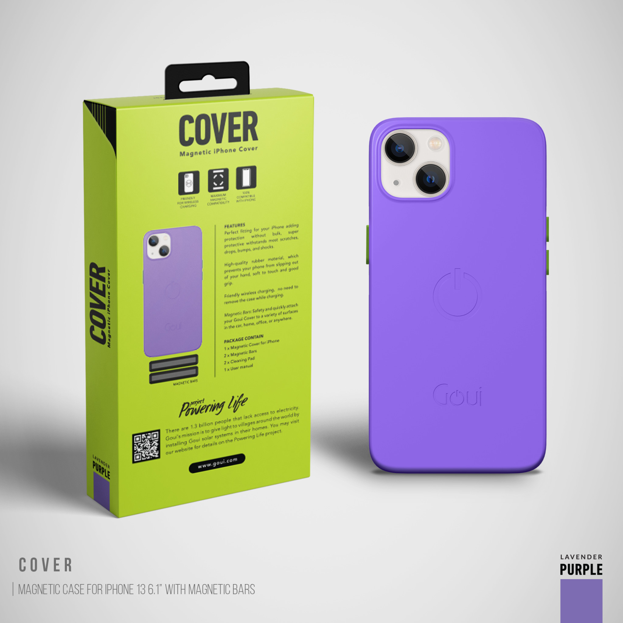 Goui Magnetic Case for iPhone 13 with Magnetic Bar - Lavender Purple