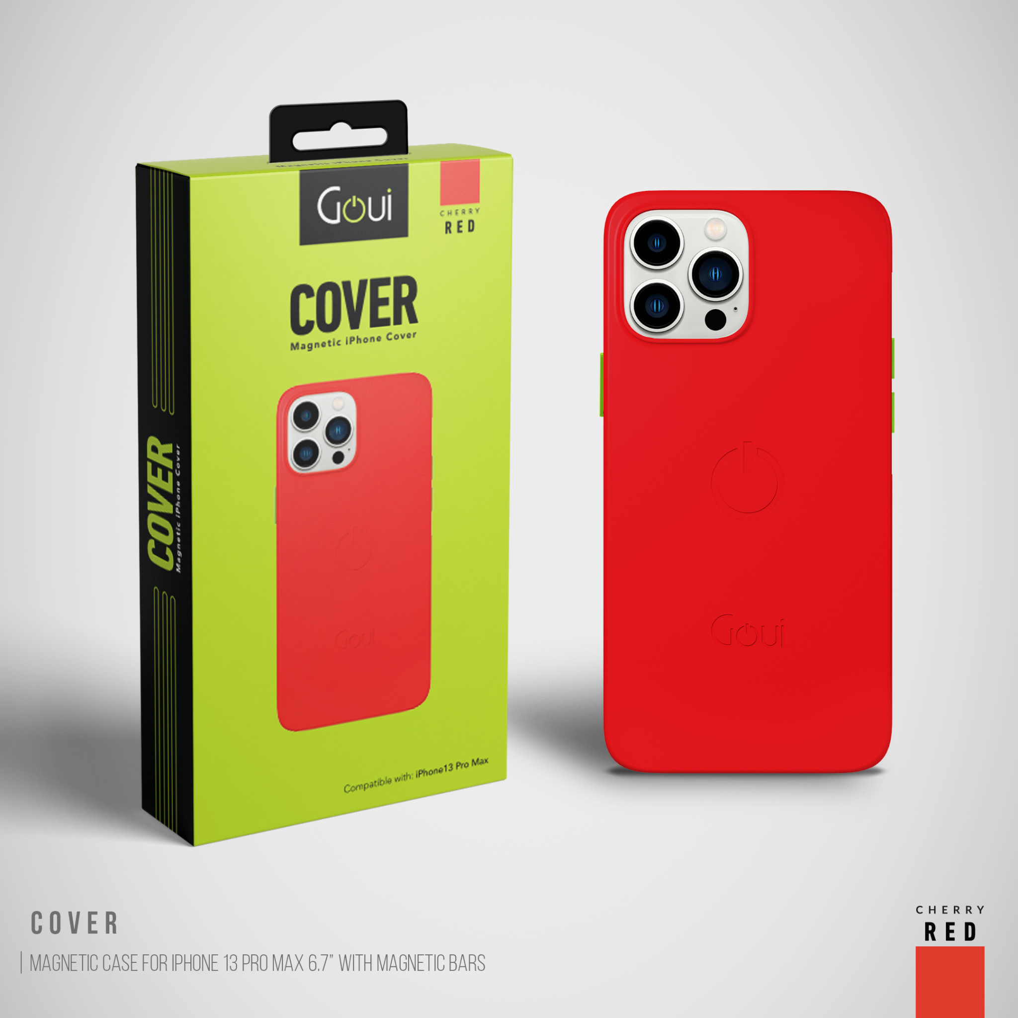 Goui Magnetic Case for iPhone 13 Pro with Magnetic Bar - Cherry Red