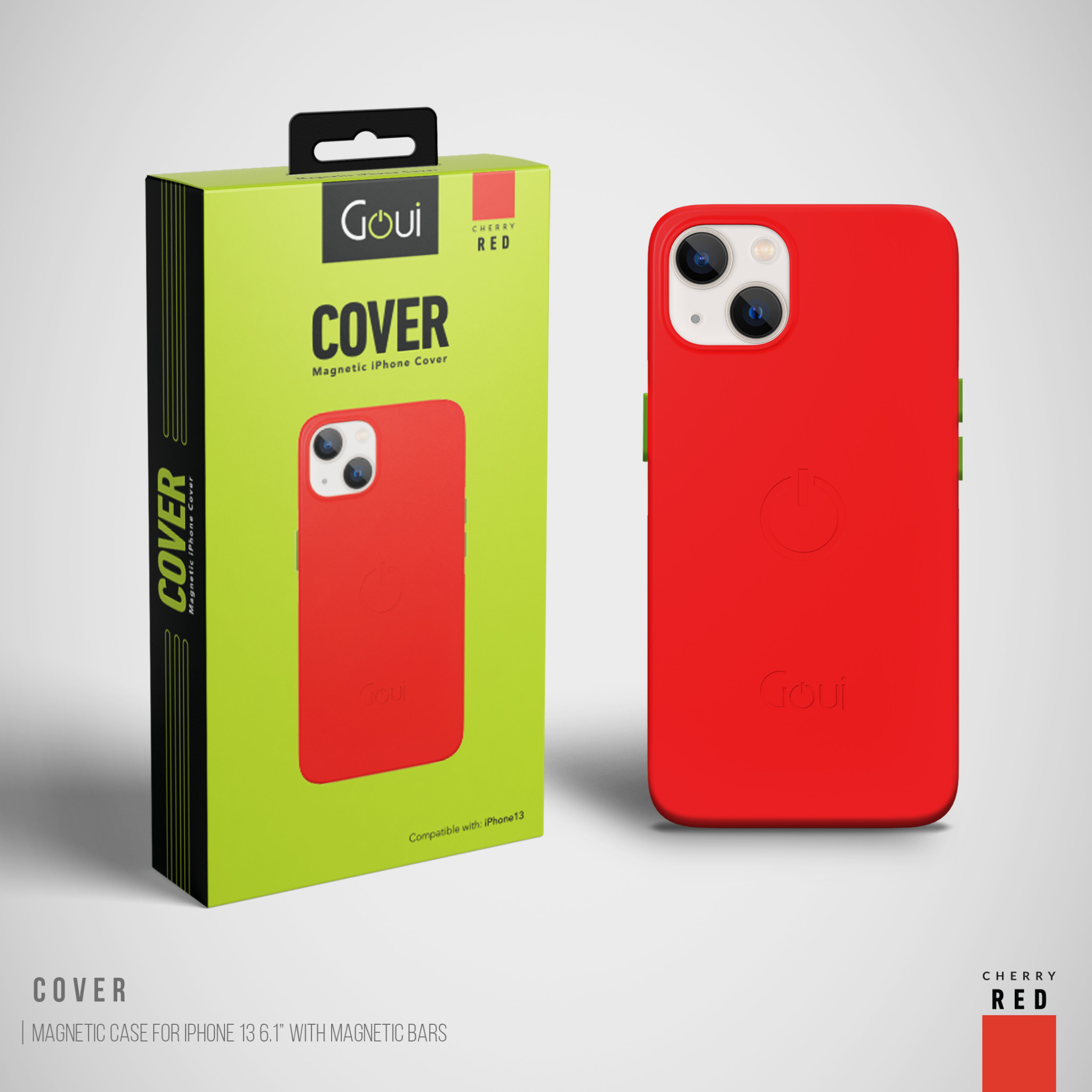 Goui Magnetic Case for iPhone 13 with Magnetic Bar - Cherry Red