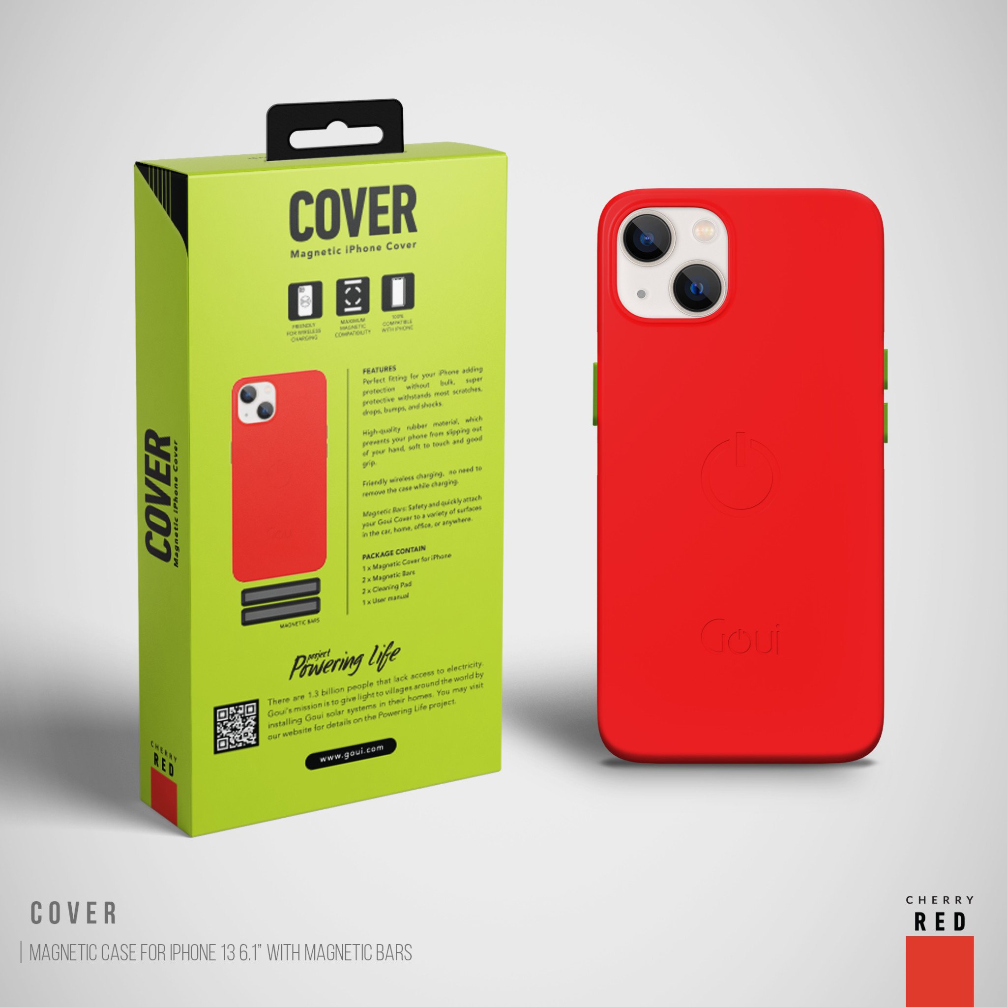 Goui Magnetic Case for iPhone 13 with Magnetic Bar - Cherry Red