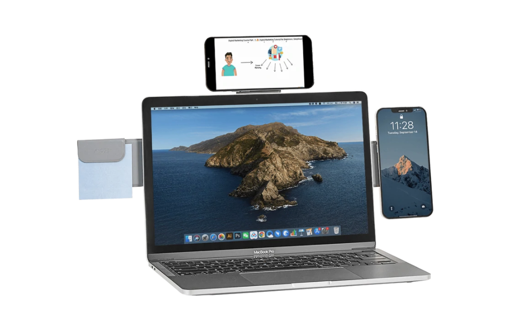 Moft Adhesive Snap Laptop Phone Holder - Cool Gray