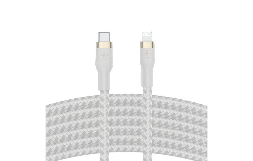 Belkin Braided Silicone Cable Lightning to Type C 3m - White/Gold