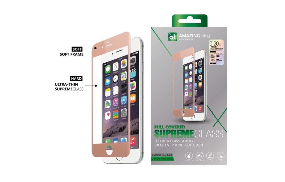 AT IPHONE 6/6S 0.20MM FULLY COVERED SUPREME GLASS - ROSE GOLD