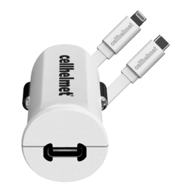 cellhelmet Cellhelmet PD USB C Car Charger 20W and USB C to Apple Lightning Cable 3ft - White