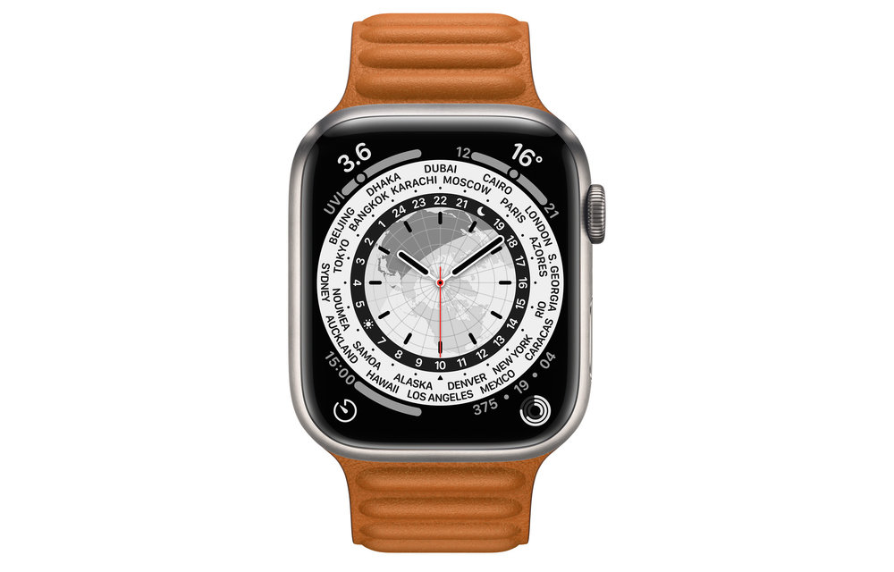 Apple Watch Edition Series 7 GPS + Cellular, 45mm Golden Brown Leather Link M/L - Titanium