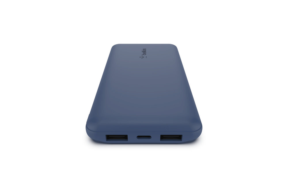 Belkin Boost Charge 3 Port Power Bank 15W USB C, 2 Port USB A 12W 10,000 mah - Blue