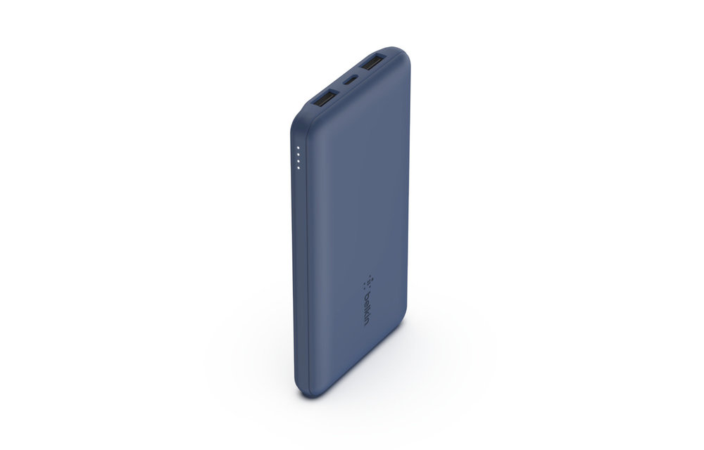 Belkin Boost Charge 3 Port Power Bank 15W USB C, 2 Port USB A 12W 10,000 mah - Blue