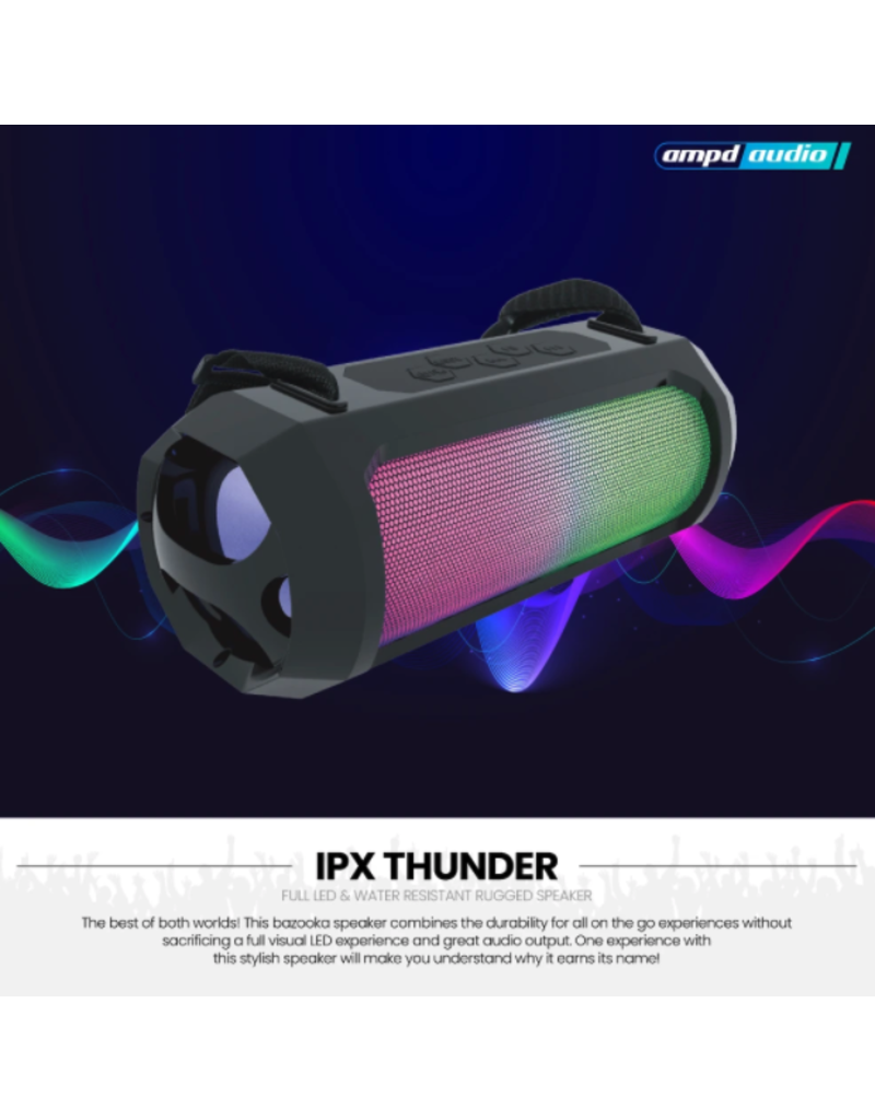 AMPD IPX Thunder Bluetooth LED Speaker - Black and LED Face