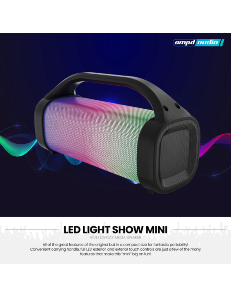 AMPD LED Light Show Mini Bazooka Bluetooth Speaker - Black and LED Face