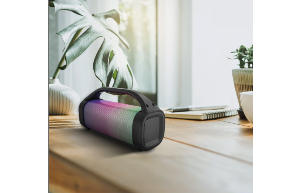 AMPD LED Light Show Mini Bazooka Bluetooth Speaker - Black and LED Face