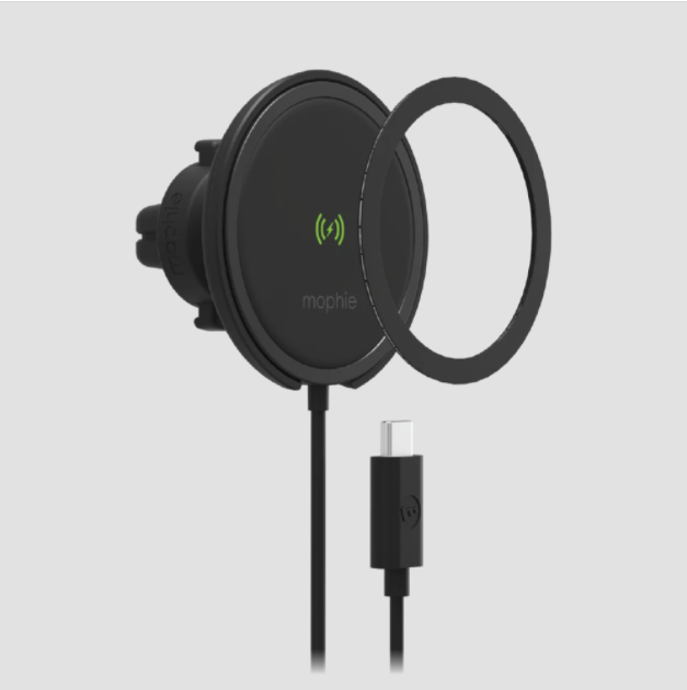 Mophie Snap Plus Wireless Charge 15w + Car Charger 20w Vent Mount - Black