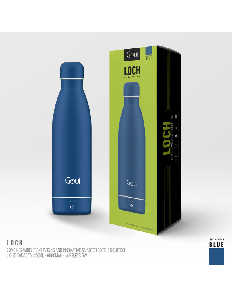 Goui Goui Loch Stainless Steel Water Bottle Wireless Charger 6000 mah - Blue