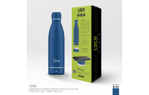 Goui Loch Stainless Steel Water Bottle Wireless Charger 6000 mah - Blue