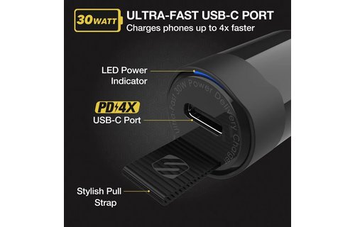 Scosche PowerVolt Fast Charge USB C Car Charger 30W - Black