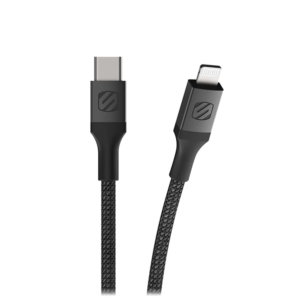 Scosche StrikeLine Premium Braided USB C to Apple Lightning Cable 4ft/1.2m - Space Grey