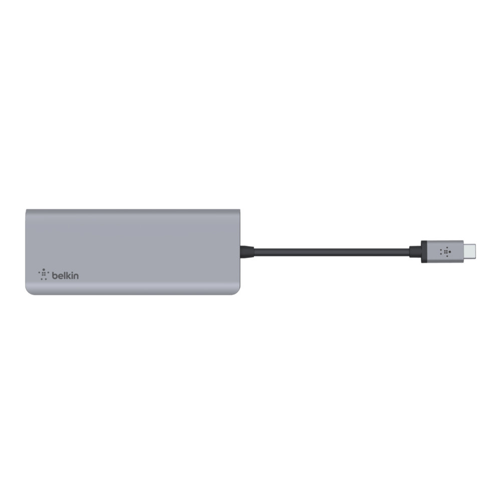 Belkin Connect USB-C 7 in 1 Multiport Adapter with 3.5mm jack 100w  - Gray
