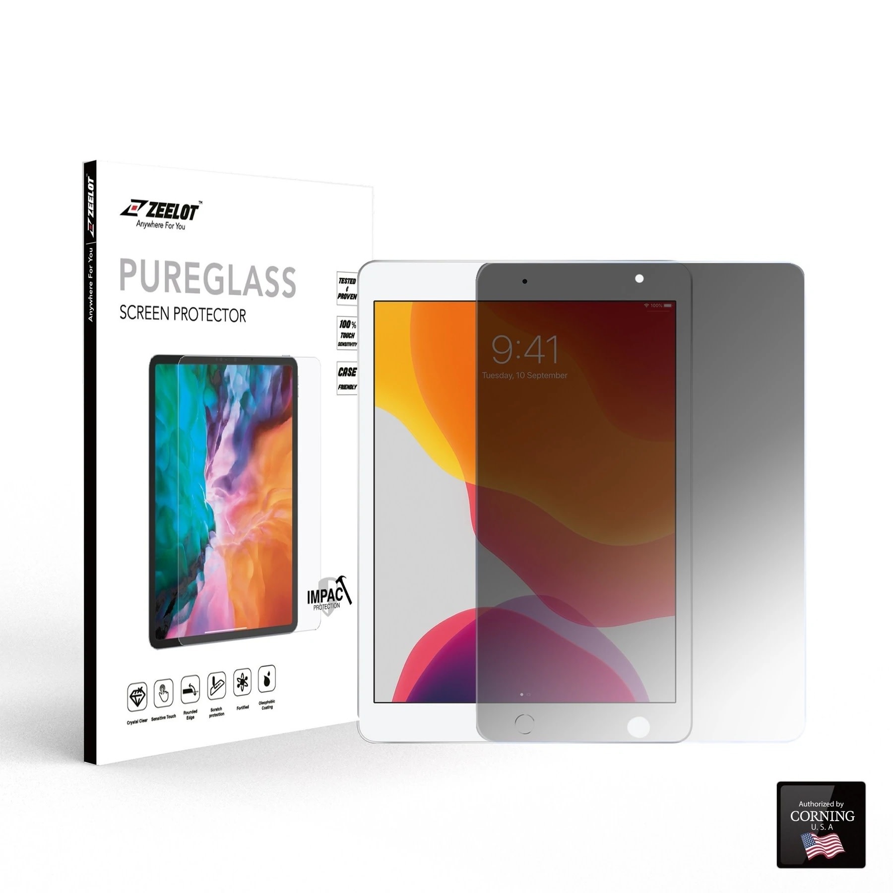 Zeelot Pure Glass Screen Protector for iPad 10.2" - Privacy