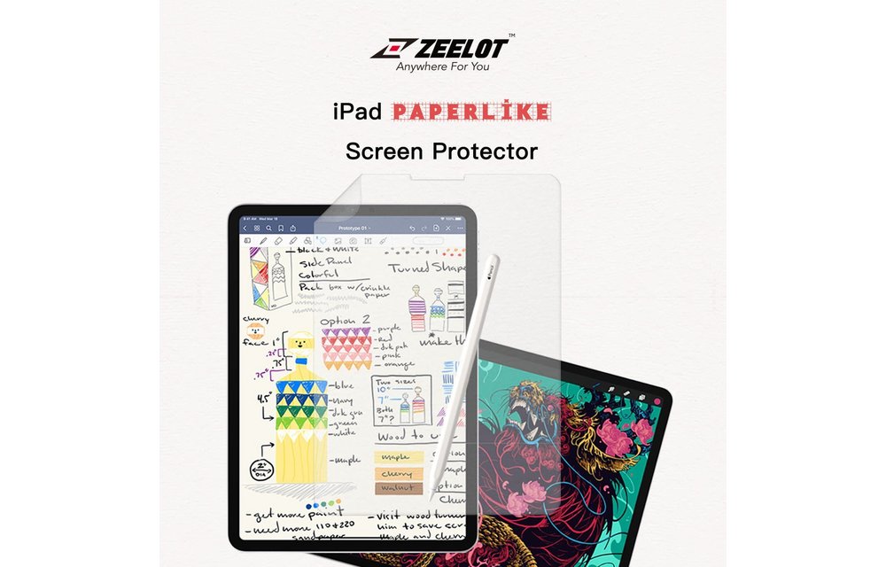 Zeelot Paperlike Screen Protector for iPad Pro 12.9'' (2018-2022)- Clear