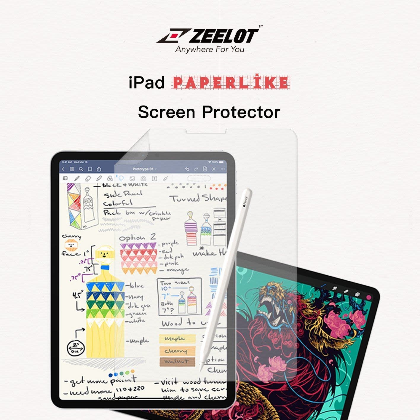 Zeelot Paperlike Screen Protector for iPad 10.2" - Clear