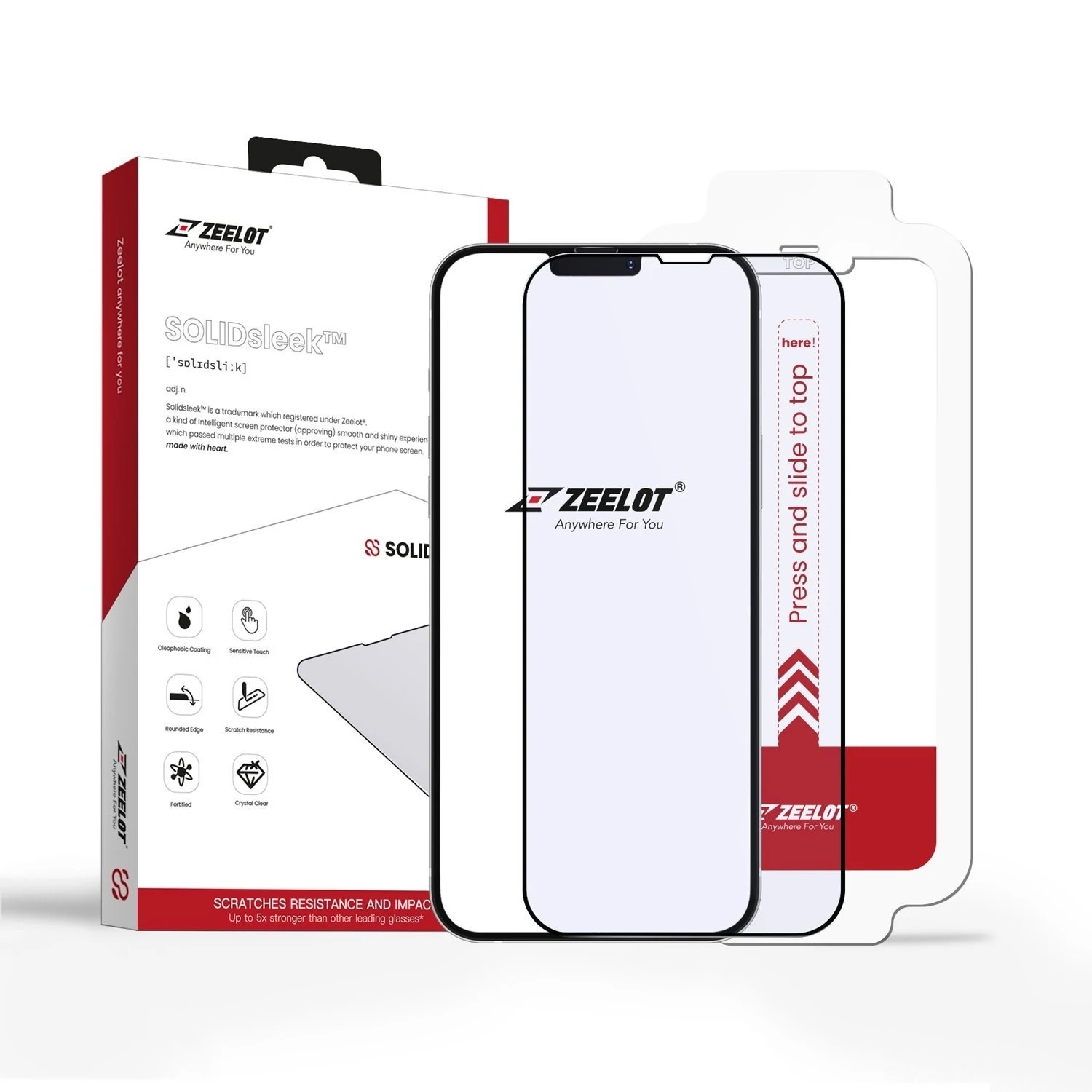 Zeelot Solidsleek Tempered Glass Screen Protector with Easy Alignment Kit for iPhone 13 Mini - Anti Blueray