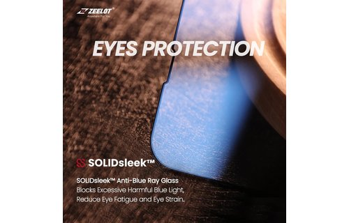 Zeelot Solidsleek Tempered Glass Screen Protector with Easy Alignment Kit for iPhone 13 Mini - Anti Blueray