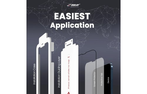 Zeelot Solidsleek Tempered Glass Screen Protector with Easy Alignment Kit for iPhone 13 Mini - Anti Blueray