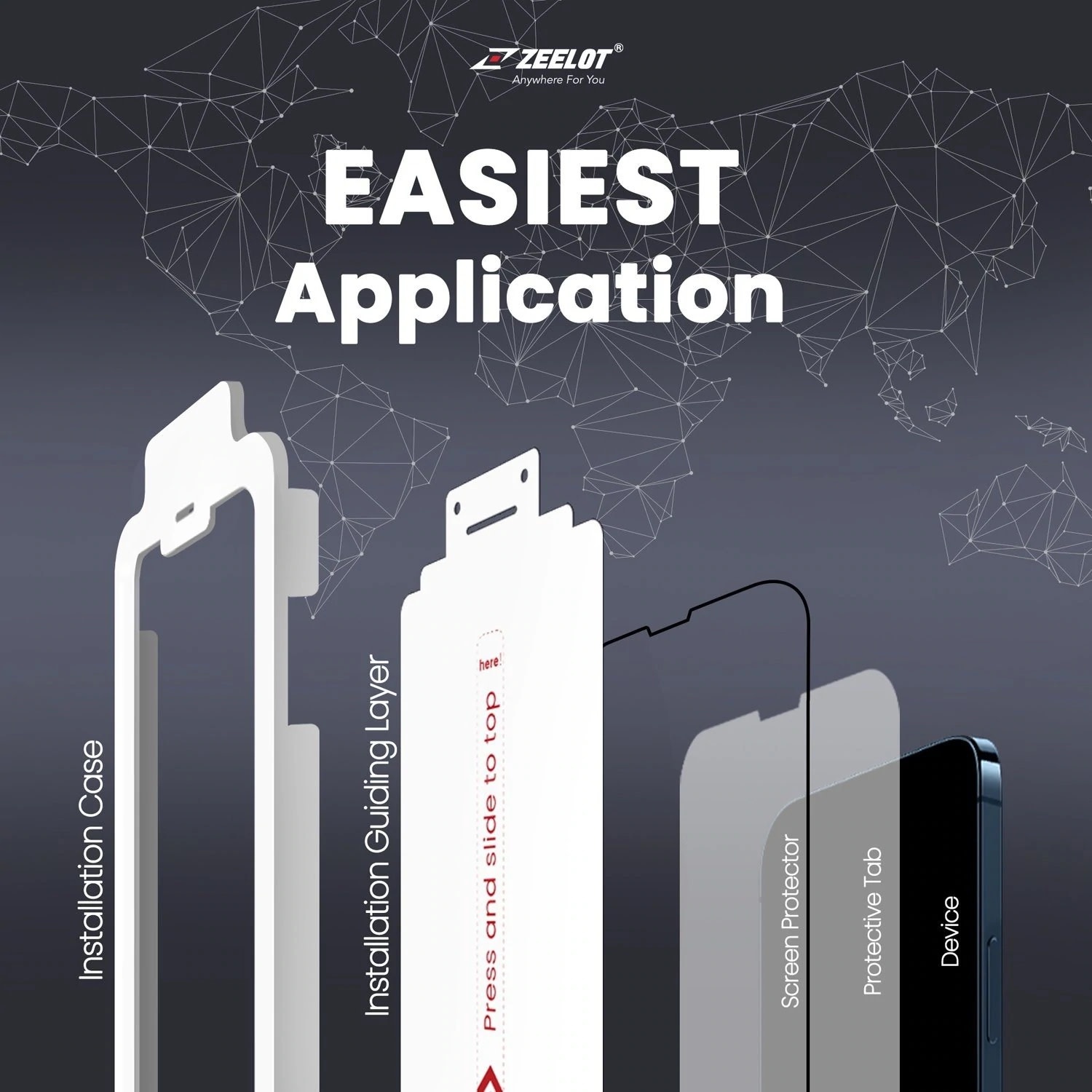 Zeelot Solidsleek Tempered Glass Screen Protector with Easy Alignment Kit for iPhone 13 Mini - Anti Blueray