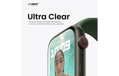 Zeelot PIshield Nanometer Hybrid Glass Screen Protector Apple Watch Series 7/8/9, 45mm - Clear