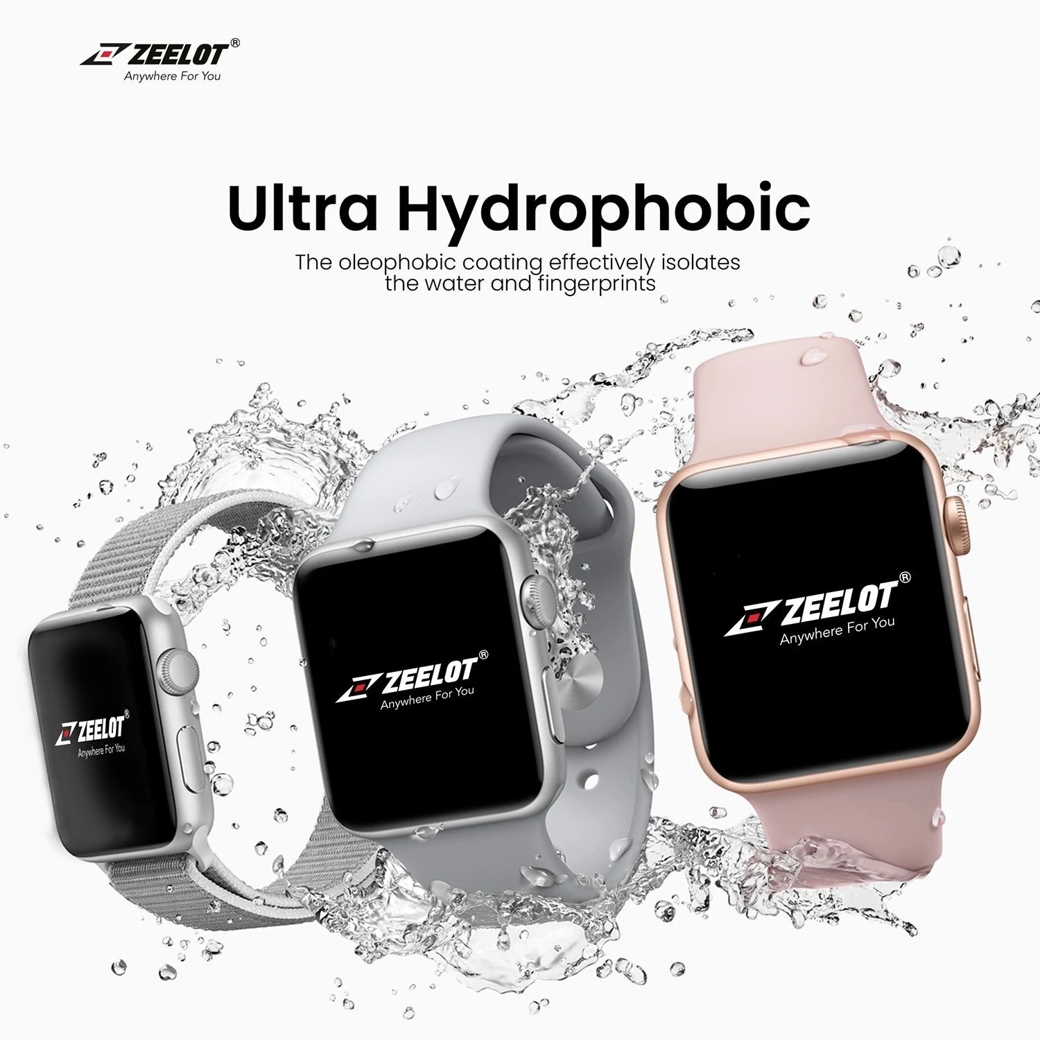 Zeelot PIshield Nanometer Hybrid Glass Screen Protector Apple Watch Series 7/8/9, 45mm - Clear