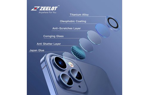 Zeelot Titanium Steel with Corning Glass Lens Protector for iPhone 12 Pro - Iridescent