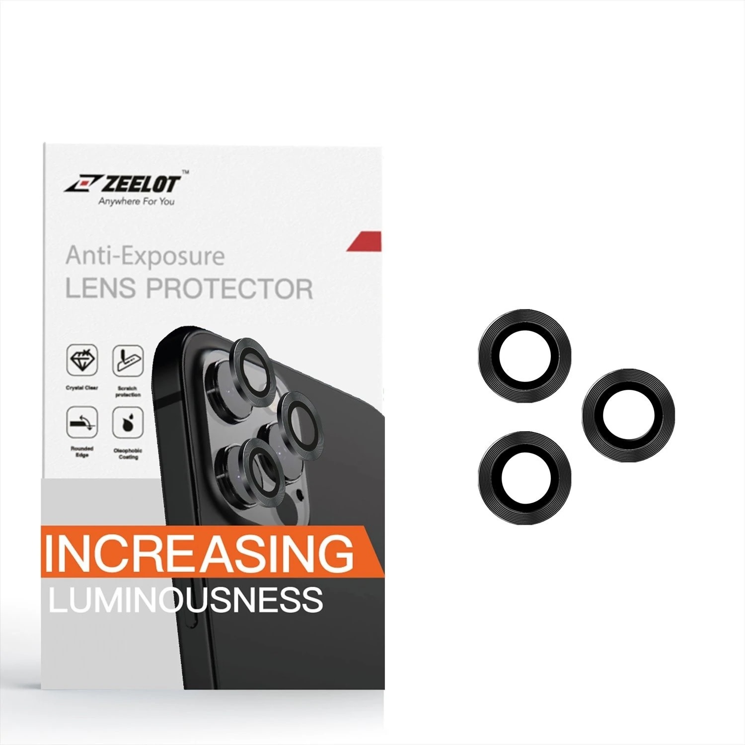 Zeelot Titanium Steel with Corning Glass Lens Protector for iPhone 12 Pro Max - Black